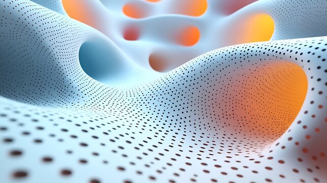 A 3D papercraft scatter plot, small paper dots of varying sizes and colors arranged on a raised grid, soft lighting casting subtle shadows, minimalist background, intricate paper bead textures,