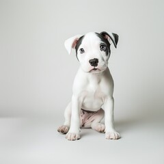Obraz premium Adorable black and white puppy sitting