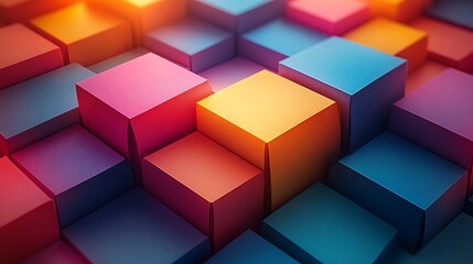 Fototapeta premium A colorful 3D papercraft box plot, vibrant folded paper strips forming rectangular boxes and lines, glowing light, soft shadows creating depth, intricate paper textures, clean minimalist background.