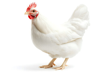 White hen isolated on white background