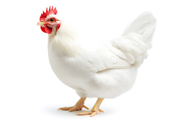 White hen isolated on white background