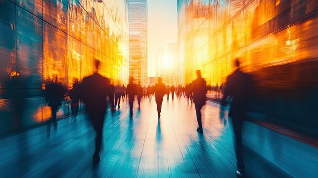 Fototapeta people walk on the city