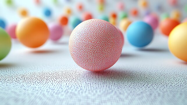 A colorful 3D papercraft scatter plot, small paper beads in various hues on a slightly elevated grid, clean background, smooth lighting and shadows, intricate dot textures,