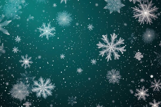 Teal background with cyber monday themed snowflake illustrations