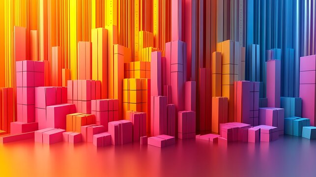 A creative 3D papercraft box plot, colorful folded paper strips forming rectangular boxes and vertical lines, representing data distribution, glowing ambient light, soft shadows,