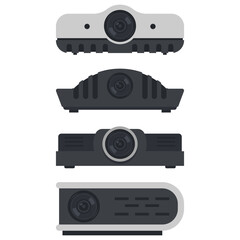 Home cinema laser projectors vector cartoon set isolated on a white background.