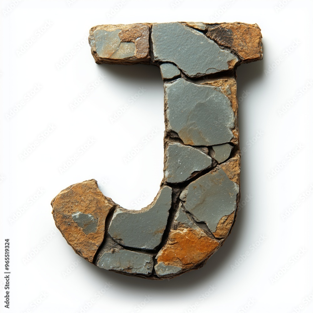 Poster stone letter j with gray and brown texture