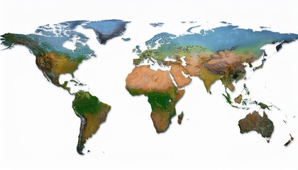 Isolated PNG of a world map with climate zones