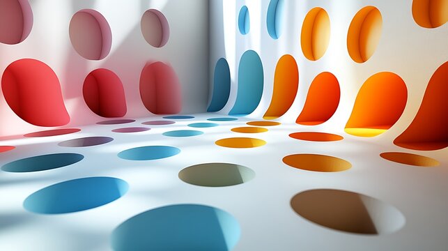 A creative 3D papercraft scatter plot, bright colored paper dots of varying sizes on an elevated grid, soft shadows, gentle lighting highlighting textures, minimalist clean background,