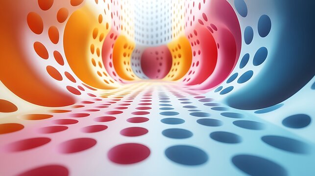 A creative 3D papercraft scatter plot, bright colored paper dots of varying sizes on an elevated grid, soft shadows, gentle lighting highlighting textures, minimalist clean background,
