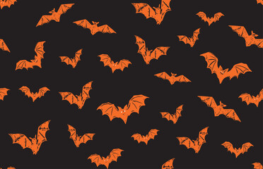 Halloween, bat hand drawn pattern.