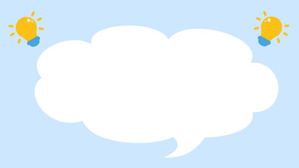 Fototapeta premium Speech bubble white color and idea light bulb on blue background