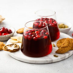 Traditional homemade mulled wine with cranberry