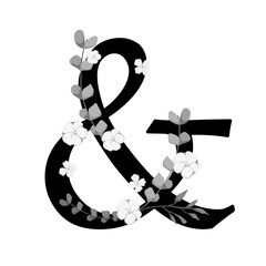 Vector sign with flowers decorations