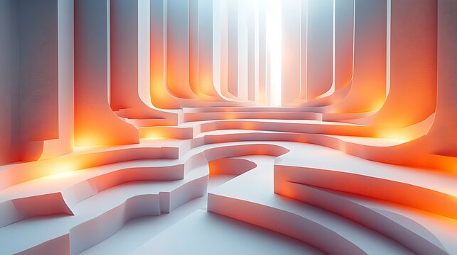 A sleek 3D papercraft box plot, muted color paper strips folded into rectangular boxes and lines, glowing light, soft shadows creating depth, intricate paper textures, minimalist backdrop.