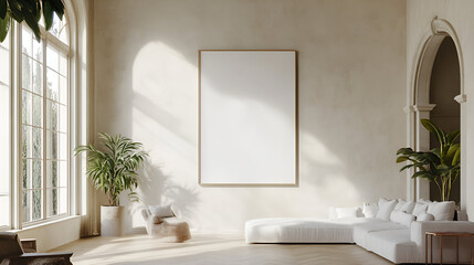 Spanish living room interior mockup frame
