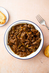 Beef ragout with pickled cucumber