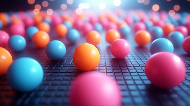 A sleek 3D papercraft scatter plot, multicolored paper beads of varying sizes placed on a raised grid, soft glowing light, realistic shadows, clean minimalist background, intricate paper textures,