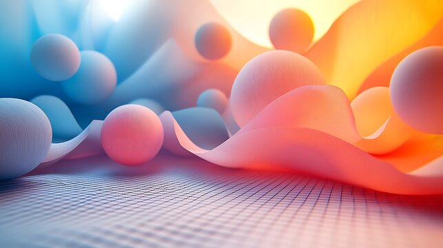 A sleek 3D papercraft scatter plot, multicolored paper beads of varying sizes placed on a raised grid, soft glowing light, realistic shadows, clean minimalist background, intricate paper textures,