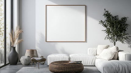 mock-up poster frame with contemporary background for interior