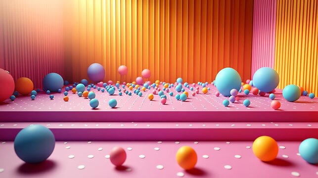 A vibrant 3D papercraft scatter plot, colored paper beads of different sizes scattered on a raised paper grid, soft folds, dynamic lighting highlighting each dot, realistic shadows,