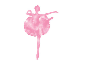 バレエの手書きシルエット　バレリーナ　オーロラ　眠れる森の美女　バレエ　イラスト　水彩　スケッチ　オーロラ姫　姫　ピンク © Emotional design