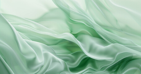 Obraz premium Abstract green background with soft waves and light lines for elegant design