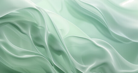 Obraz premium Abstract green background with soft waves and light lines for elegant design