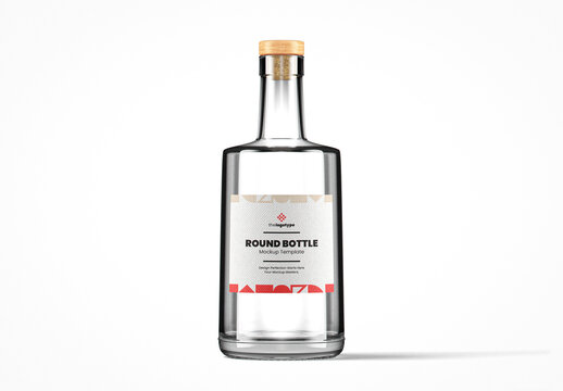 Long Neck Flint Glass Round Bottle Mockup