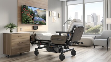 Height-Adjustable TV Mount: This mount tilts and adjusts for an optimal viewing angle, whether you're lying in bed or sitting in a wheelchair, ensuring comfort.
