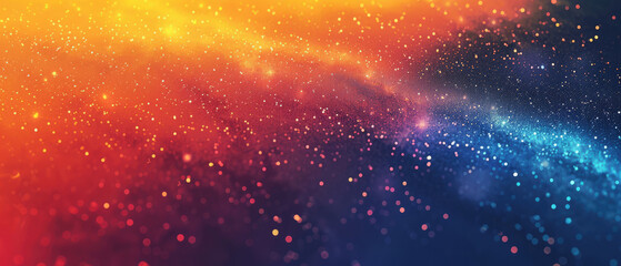 Fototapeta premium Gradient abstract background granular Teal Orange Red Blue Retro shiny dots lights and Noise Texture Summer wide banner background