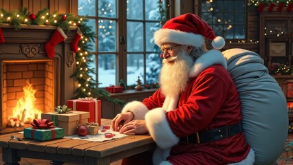 Obraz premium Santa's Home Workshop: Christmas Eve Preparations
