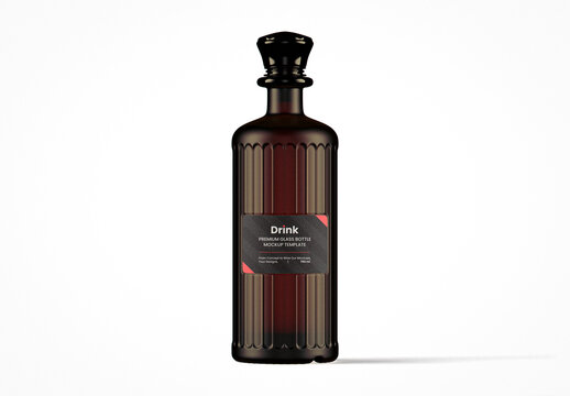 Premium Matte Amber Glass Drink Bottle Mockup
