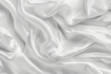 Obraz premium Elegant white silk satin fabric, background with delicate ripples, folds, luxurious textile texture.