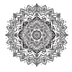 Mandala Pattern black vector, black color silhouette ,white color background