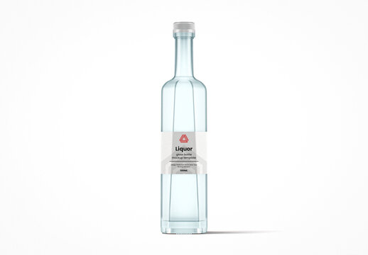Tall Rectangular Frosted Glass Liquor Bottle Mockup