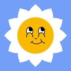 Daisy flower smiling face, cute sunflower emoji for different emotions, great for adding joy to your designs