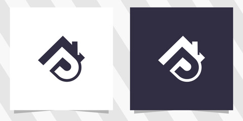 letter p with home logo design vector