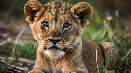 Obraz premium Portrait of a baby Lion
