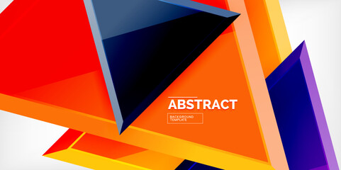 Abstract background - colorful triangles with 3d effect. Vector Illustration For Wallpaper, Banner, Background, Card, Book Illustration, landing page
