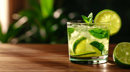 mojito cocktail on black background