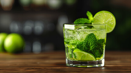 mojito cocktail with lime and mint