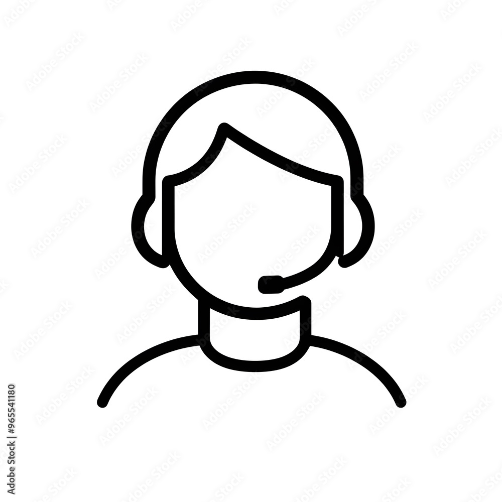 Sticker Customer support black line icon isolated on white background