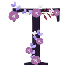 Vector sign with flowers decorations