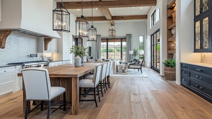 Kitchen with an open layout, connecting seamlessly to the dining and living areas for a cohesive look 