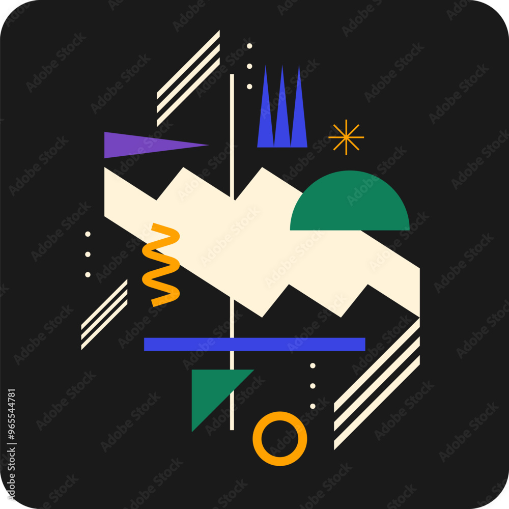 Poster abstract background with various bright geometric shapes. concise design. a composition of figures o