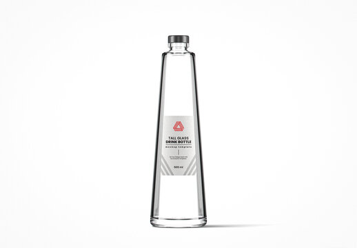 Tall Slanted Flinted Glass Bottle Mockup