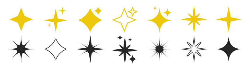 Star vector icons. Shiny twinkle stars. Modern simple stars. Vector illustration.