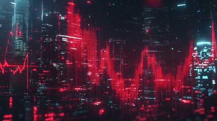 Obraz premium Red Lines Over Cityscape