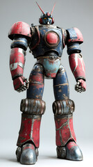 Naklejka premium In the Japanese tokusatsu style of the Showa period, present the image of a huge robot